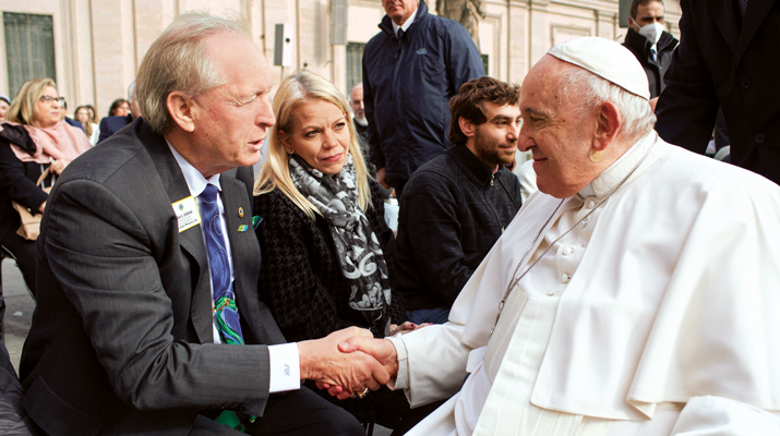 A lifelong Catholic and Lions Club leader, Brian enjoyed an opportunity to meet Pope Francis. (Photo courtesy of Brian Sheehan)