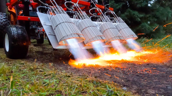 Strong demand for organic foods, pesticide reduction and cost-saving opportunities are driving the use of flame weeding. (Photo courtesy of Flamewerks)