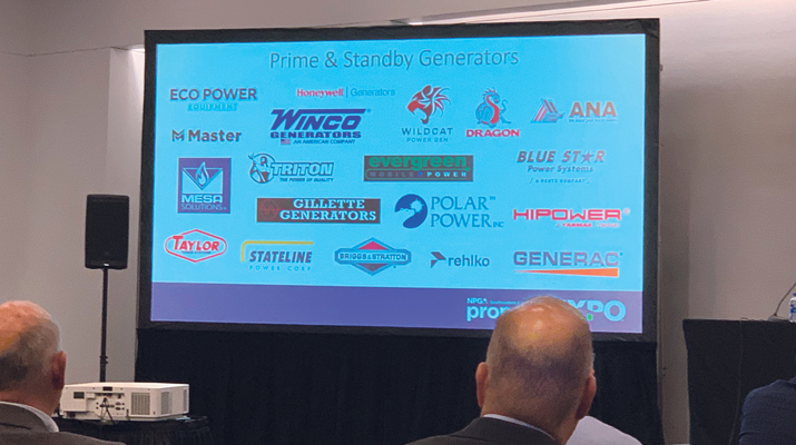 An educational session shows power generation company logos. (Photo by LP Gas staff)
