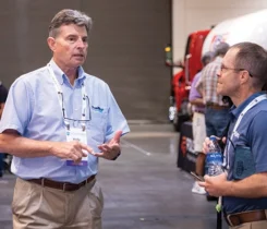 Walking the Crossroads Propane Expo floor, I stopped to chat with Kelly Engel of FuelMor. (Photo courtesy of the Texas Propane Gas Association)
