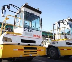 The Port of LA is using propane-powered equipment in its operations, including port tractors that run on propane. (Photo by Barry Conrad, Propane Education & Research Council)