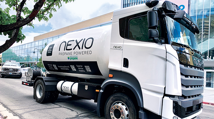 One year after Nexio outlined its vision at the Western show to bring a propane-powered bobtail to the U.S. market, it displayed the vehicle in Reno, Nevada. (Photo by LP Gas staff)