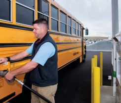 Fleets that return to their “home base” on a daily basis can install permanent, private refueling stations on their property. (Photo courtesy of Superior Energy Systems)