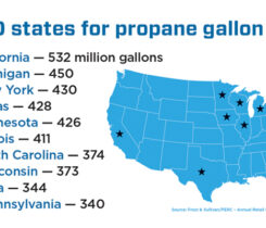 Image showing the top 10 states for propane gallon sales