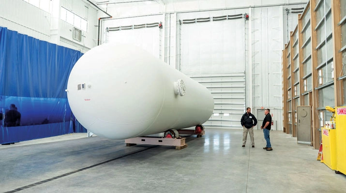 A propane tank sits in a fabrication bay at Hiltz Propane Systems’ new headquarters. Guests were invited to tour the facility. (Photo courtesy of Hiltz Propane Systems)