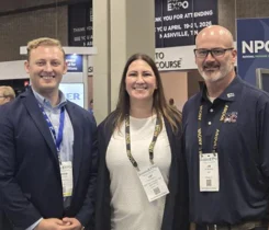 From left, Andrew Vogl of Ray Murray Inc., Amy Mason of Capitol Hill Management Services and EDP’s Jim Rushing of EDP at Propane Days. (Photo courtesy of the NYPGA)