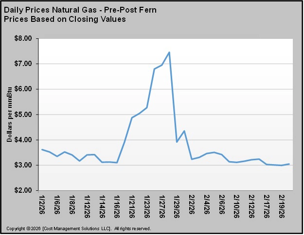 Chart 1: Natural gas daily prices