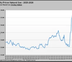 Chart 1: Daily prices natural gas – 2025-2026 (Chart courtesy of Cost Management Solutions)