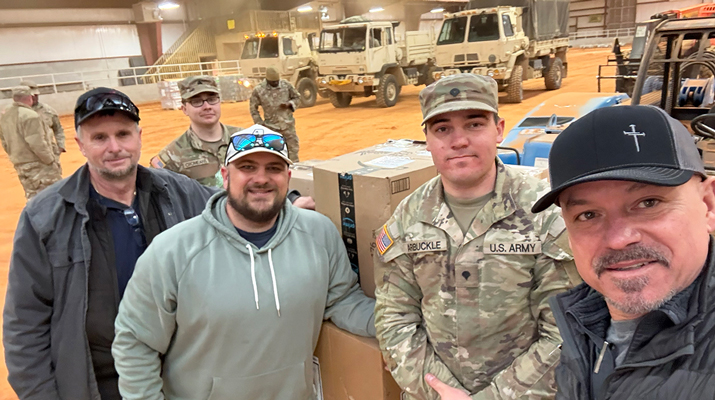 The Army National Guard aided in the wake of the Mississippi ice storm, as the Southeast Propane Alliance (SEPA) coordinated with Payne Oil Co. and Stringer Oil & LP Gas to deliver supplies to hard-hit communities. (Photo courtesy of SEPA)