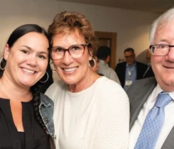 Bob Barry with his wife, Linda, and their daughter Lauren Clark, who is the current president and CEO of Bergquist. (Photo courtesy of the Barry Family)