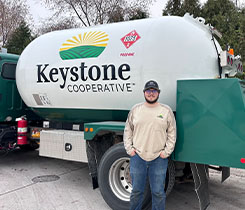 Photo of driver Brent Harvey, courtesy of Keystone Cooperative
