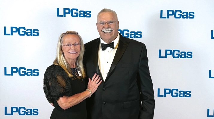 Denis Gagne is joined at the Hall of Fame ceremony by his wife Marybeth. (Photo by LP Gas Staff)