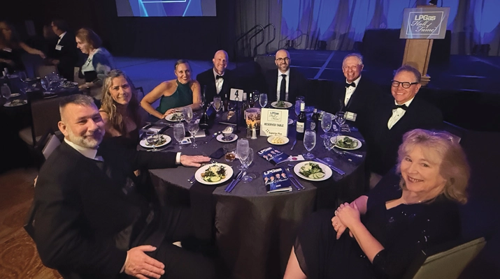 Superior Plus Propane team members are seated for dinner in the ballroom, which this year held about 240 attendees, a record number for the event. (Photo by LP Gas Staff)