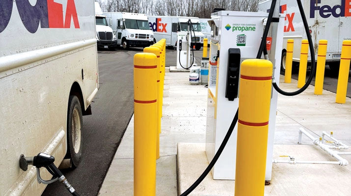 FedEx contractors are among the fleets refueling at Optimus Group’s propane autogas station in Walker, Michigan. (Photo courtesy of Optimus Energy)