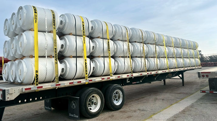 Product is trucked from TRIARC Tank’s distribution centers to boom hubs across the United States. (Photo by LP Gas Staff)