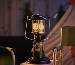 Photo of single-use propane cylinder fueling an outdoor lamp