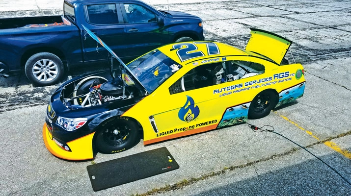 A Richard Childress Racing/AutoGas Services – AGS Inc. 2010 Chevrolet SS liquid propane-powered NASCAR. (Photo courtesy of Johnny Omundson and Tom Chier)