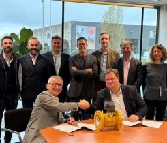 The Cavagna Group and GMG Group teams that contributed to the transaction. (Photo courtesy of Cavagna Group)